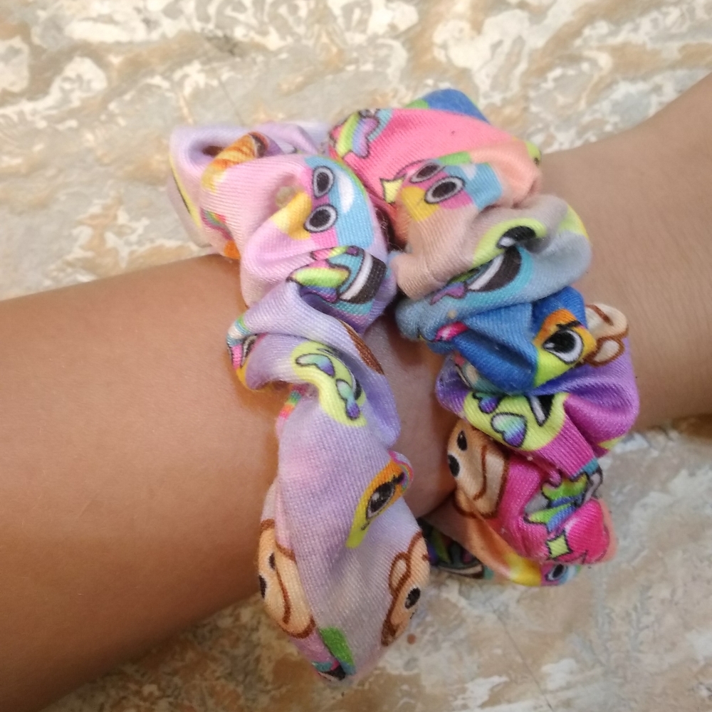 Two emoji scrunchies